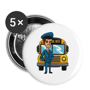 Schulbusfahrer Schule Bus Fahrer Kinder Geschenk - Buttons groß 56 mm (5er Pack) - Weiß - Vorne