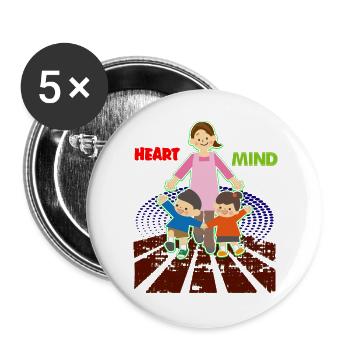 Éducatrice maternelle - Lot de 5 grands badges (56 mm) - blanc - Devant