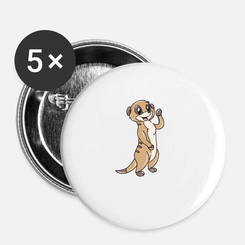 Erdmännchen - Buttons groß 56 mm (5er Pack) - Weiß