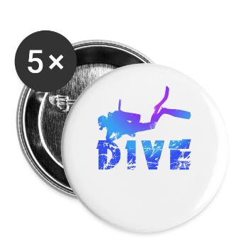 Taucher Tauchen - Buttons groß 56 mm (5er Pack) - Weiß - Vorne