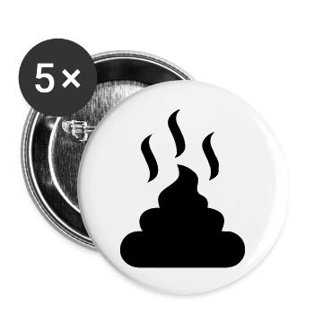 Hundehaufen Scheiße - Buttons groß 56 mm (5er Pack) - Weiß - Vorne