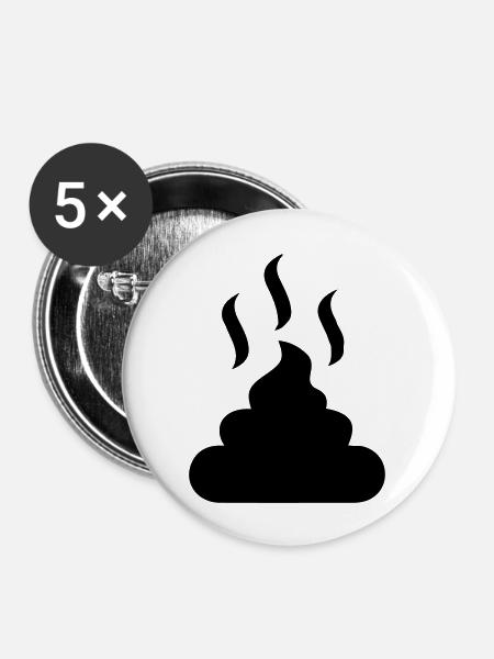 Hundehaufen Scheiße - Buttons groß 56 mm (5er Pack) - Weiß
