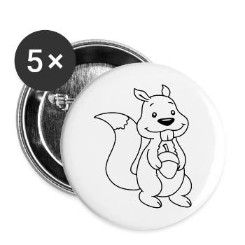 Nutty cartoon squirrel - Buttons large 2.2''/56 mm (5-pack) - white - Front