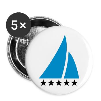 5 Étoiles Voile, marin, bateau, voilier, sailing - Lot de 5 grands badges (56 mm) - blanc - Devant