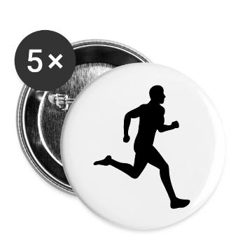drawing running sprint run runner silhouette - Buttons large 2.2''/56 mm (5-pack) - white - Front