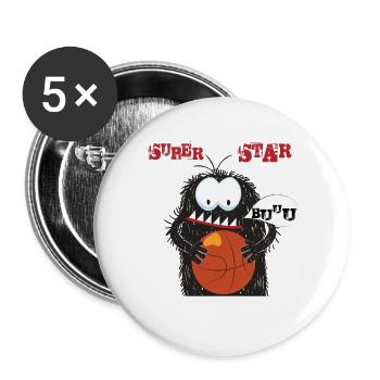 Basketball - Buttons groß 56 mm (5er Pack) - Weiß - Vorne