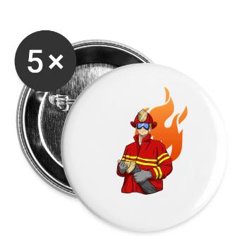Feuerwehrmann Firefighter - Buttons groß 56 mm (5er Pack) - Weiß - Vorne