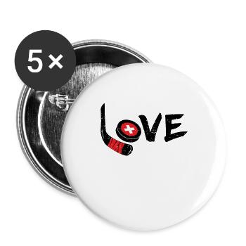 Eishockey Schweiz - Buttons groß 56 mm (5er Pack) - Weiß - Vorne