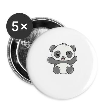 Panda - Buttons groß 56 mm (5er Pack) - Weiß - Vorne