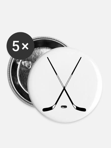Eishockey - Buttons groß 56 mm (5er Pack) - Weiß
