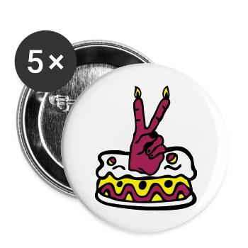 gateau anniversaire durdur victoire - Lot de 5 grands badges (56 mm) - blanc - Devant
