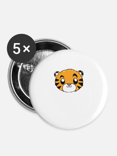 Tiger - Buttons groß 56 mm (5er Pack) - Weiß