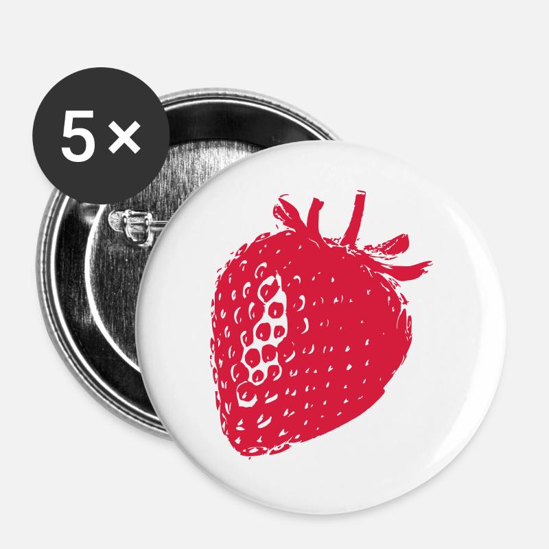 Strawberry Silhouette Print Motif - Buttons large 2.2''/56 mm (5-pack) - white