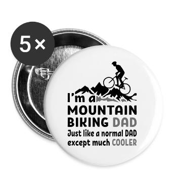 Papa VTT - Lot de 5 grands badges (56 mm) - blanc - Devant