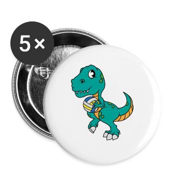Dinosaur Volleyball Player Dino Sweet Gift - Buttons large 2.2''/56 mm (5-pack) - white - Front