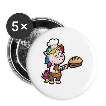 Unicorn Baker Baker Journeyman Bakery funny - Buttons large 2.2''/56 mm (5-pack) - white - Front