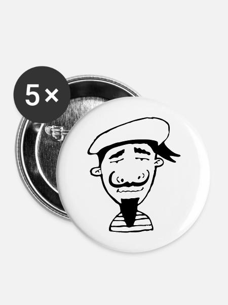 Matrose - Buttons groß 56 mm (5er Pack) - Weiß