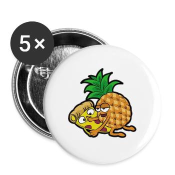 Pizza Hawai Ananas Jambon Sexe pourrie drôle - Lot de 5 grands badges (56 mm) - blanc - Devant