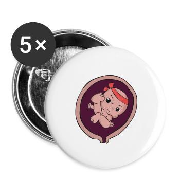Schwangerschaft Mutter Geburt Baby Karate Geschenk - Buttons groß 56 mm (5er Pack) - Weiß - Vorne