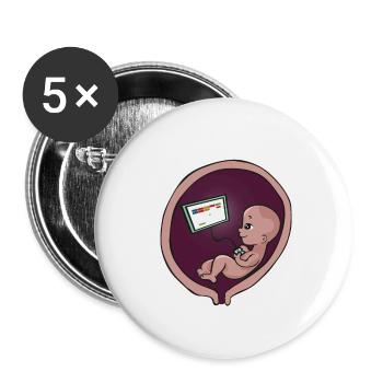 Schwangerschaft Mutter Geburt Baby Gamer Zocker - Buttons groß 56 mm (5er Pack) - Weiß - Vorne