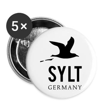 Sylt T-Shirt - Buttons groß 56 mm (5er Pack) - Weiß - Vorne