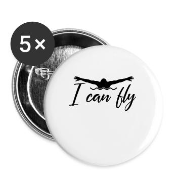 Natation papillon - Lot de 5 grands badges (56 mm) - blanc - Devant