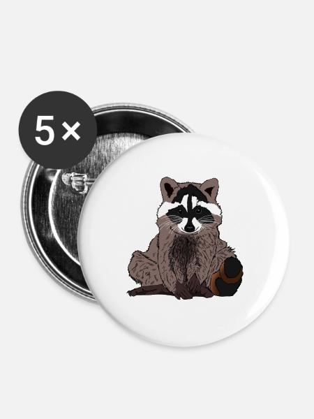 toller Waschbär Geschenkidee für süße Waschbären - Buttons groß 56 mm (5er Pack) - Weiß