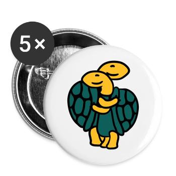 Süßes Niedliches Schildkröten Paar - Buttons groß 56 mm (5er Pack) - Weiß - Vorne