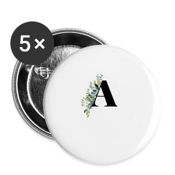 floral letter flower initial A - Buttons groß 56 mm (5er Pack) - Weiß - Vorne