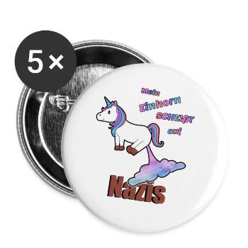 Contre la licorne nazie, contre la droite - Lot de 5 grands badges (56 mm) - blanc - Devant