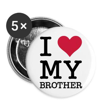 I Love My Brother - Buttons groß 56 mm (5er Pack) - Weiß - Vorne