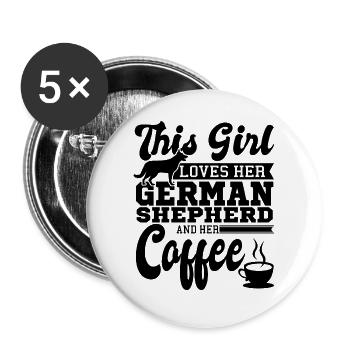 German shepherd dog - Buttons large 2.2''/56 mm (5-pack) - white - Front