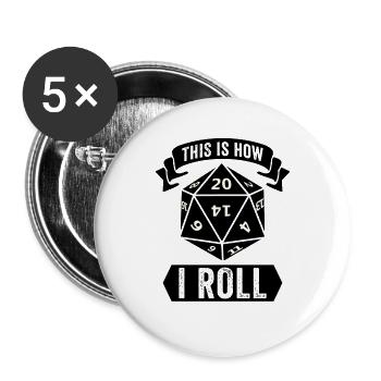 Rollenspiel Würfel Würfeln Spruch - Buttons groß 56 mm (5er Pack) - Weiß - Vorne