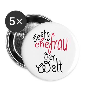 Geschenk für die beste Ehefrau der Welt - Buttons groß 56 mm (5er Pack) - Weiß - Vorne