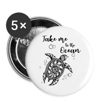 Take me to the Ocean - Buttons large 2.2''/56 mm (5-pack) - white - Front