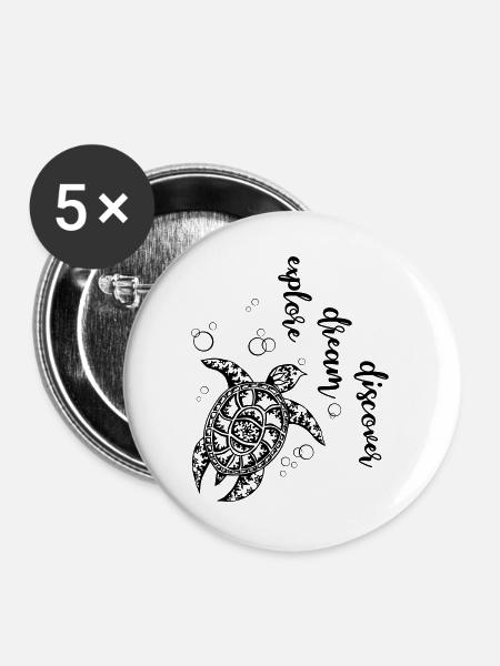Explore Dream Discover - Turtle - Buttons groß 56 mm (5er Pack) - Weiß