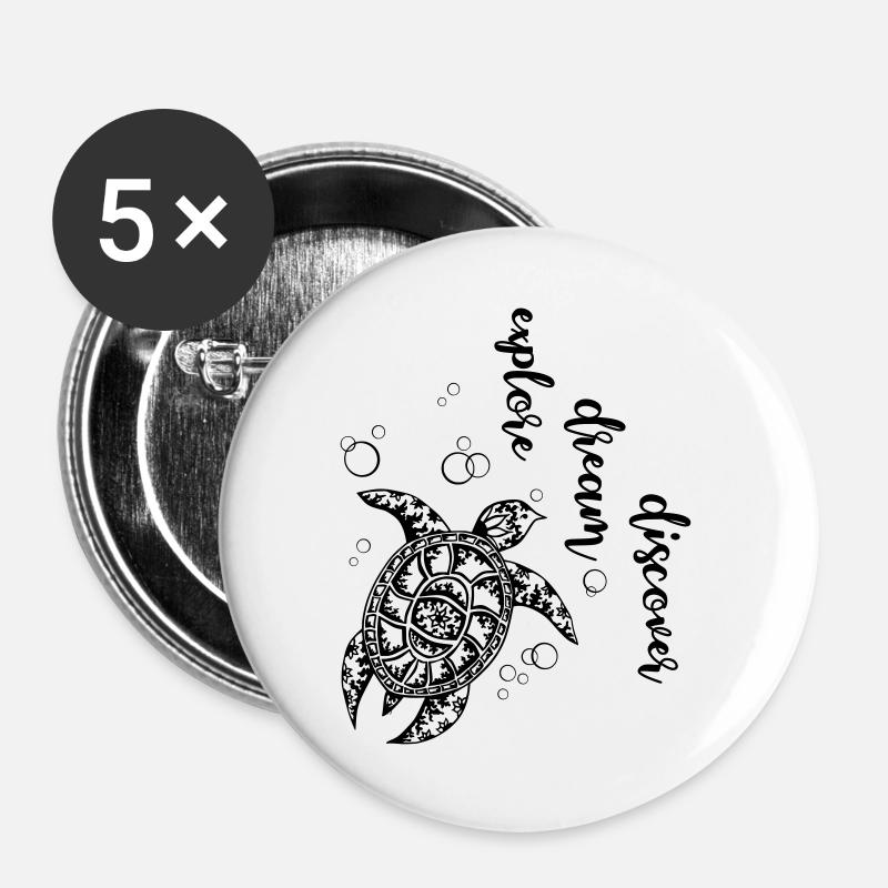Explore Dream Discover - Turtle - Buttons groß 56 mm (5er Pack) - Weiß