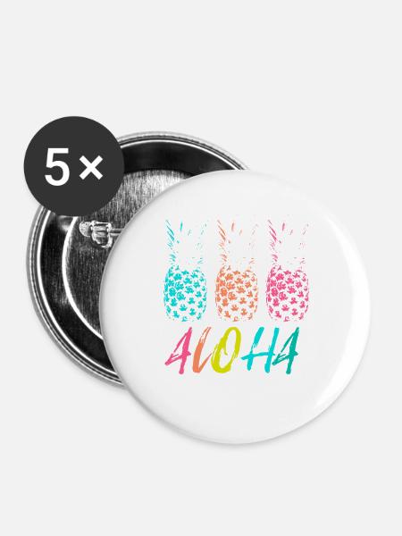 ALOHA - Buttons groß 56 mm (5er Pack) - Weiß