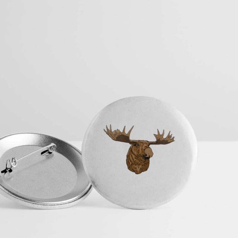 Hell brauner Elch mit kräftigen Geweih Geschenk Buttons groß 56 mm (5er Pack)