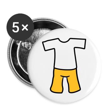 t shirt oberteil kleidung hose anziehen kurze shor - Buttons groß 56 mm (5er Pack) - Weiß - Vorne