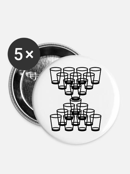 Bierpong - Buttons groß 56 mm (5er Pack) - Weiß