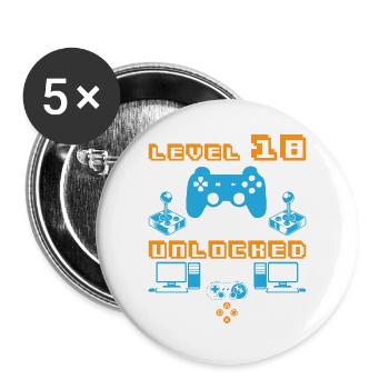 18th birthday - Buttons large 2.2''/56 mm (5-pack) - white - Front
