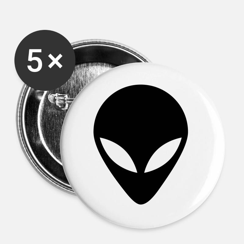 étranger alien - Lot de 5 grands badges (56 mm) - blanc