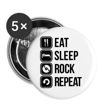 eat sleep rock repeat - Buttons large 2.2''/56 mm (5-pack) - white - Front