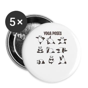 Panda Yoga Bär Buddhismus Posen Zen Yang Geschenke - Buttons groß 56 mm (5er Pack) - Weiß - Vorne