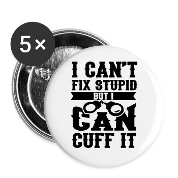 Polizei - Buttons groß 56 mm (5er Pack) - Weiß - Vorne