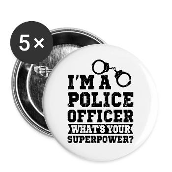 police - Buttons large 2.2''/56 mm (5-pack) - white - Front