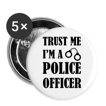 Polizei - Buttons groß 56 mm (5er Pack) - Weiß - Vorne