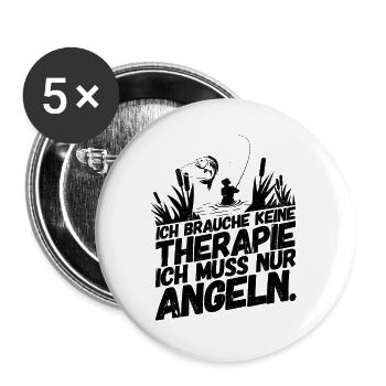 Pêche Pêche Drôles de phrases thérapie - Lot de 5 grands badges (56 mm) - blanc - Devant
