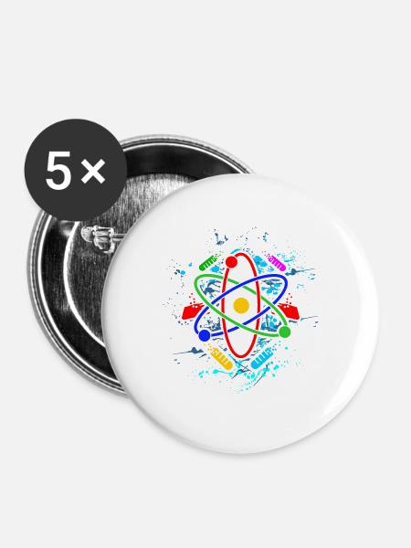 Chemie - Buttons groß 56 mm (5er Pack) - Weiß